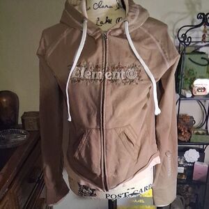 Element Women's Brown Zip-Up Hoodie Large